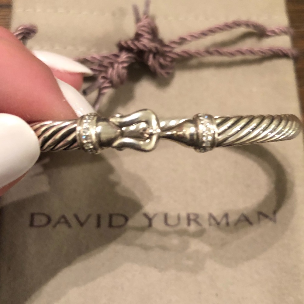 David Yurman Cable Buckle Bracelet w/ Diamonds 5mm - Picture 5 of 7